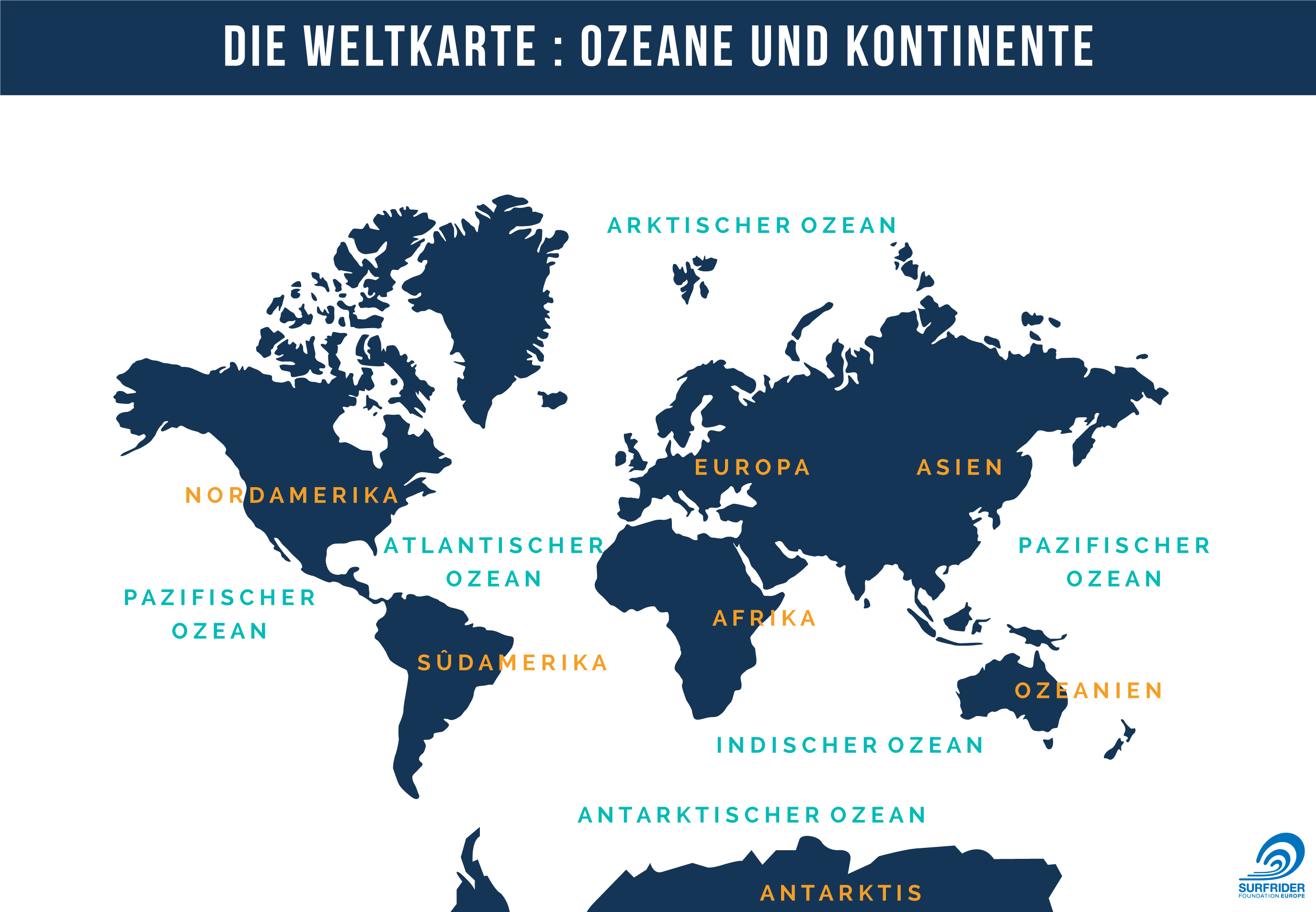 Die Weltkarte : Ozeane und Kontinente